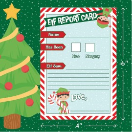 Elf Accessory Naughty or Nice Report Cards, Jokes, X-Mas Activity Challenges for Your Shelf Elf - 50 Unique Cards - Make Christmas Fun for Kids & Family w Unique Holiday Treats from Santa & North Pole