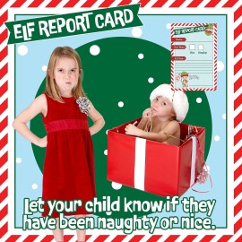 Elf Accessory Naughty or Nice Report Cards, Jokes, X-Mas Activity Challenges for Your Shelf Elf - 50 Unique Cards - Make Christmas Fun for Kids & Family w Unique Holiday Treats from Santa & North Pole