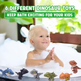 AUKSKY 6 Pack Dinosaur Action Figures with Movable Mouths, Fun Snap Squad Dino Toys for Kids 3 and Up, Dinosaur Figure Chomp Toy Gifts for Hallowen, Easter, Christmas, Birthday, Thanksgiving