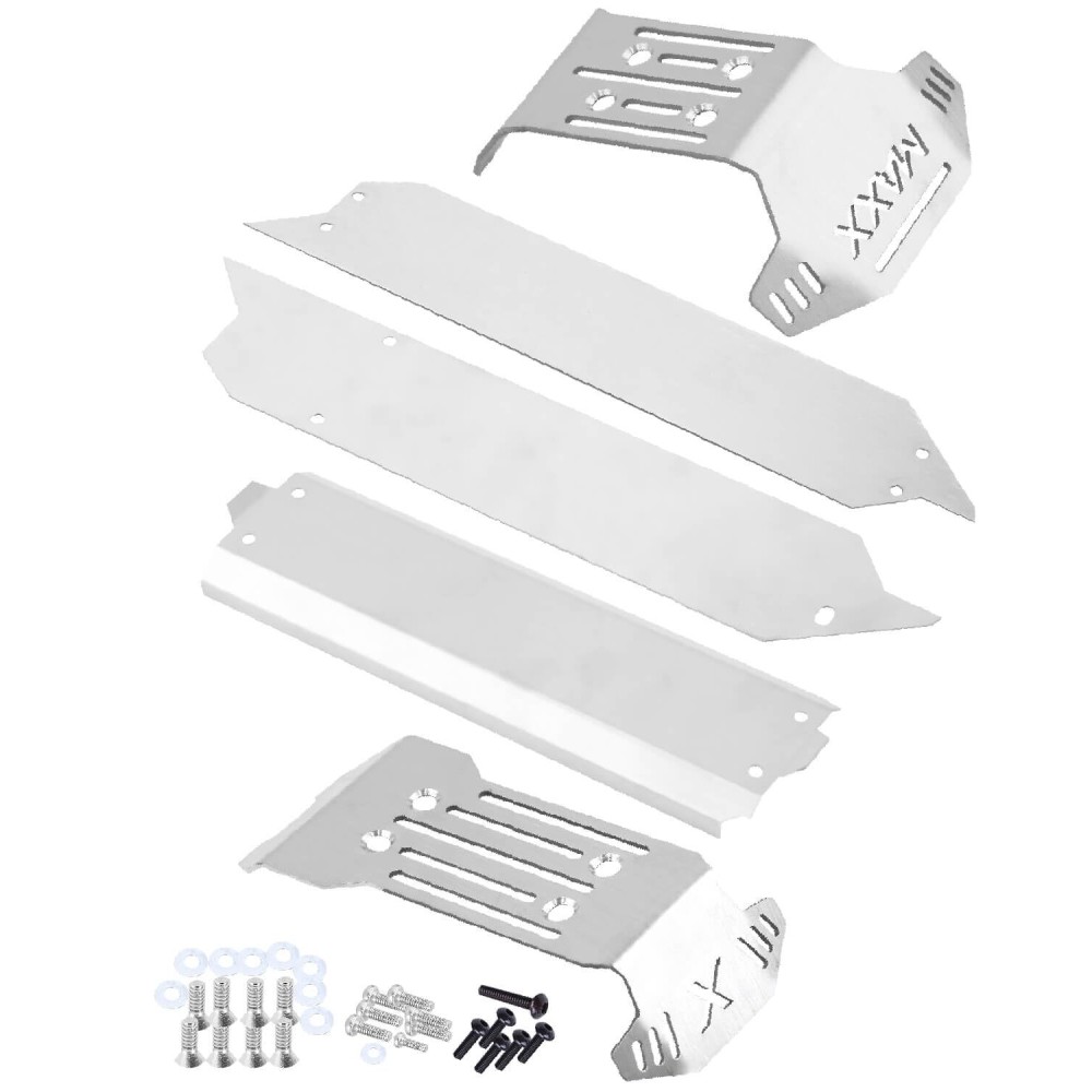 HopsupRC RC Stainless Steel Chassis Armor Skid Plate Protecter Guard Upgrades Part for 1/10 WideMaxx v2 2.0 89086-4,Stainless Steel Chassis Protect Armor Hop Ups,Silver