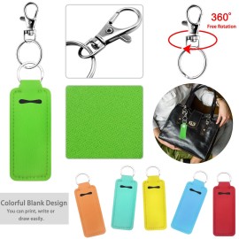 Duufin 20-Piece Chapstick & Lipstick Keychain Holder with Metal Clip Cords for Keychain, Purse, Backpack - 10 Bright Colors