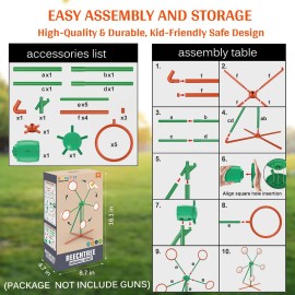Kids Shooting Target for Nerf Gun Party - Shooting Game Practice Moving Rotating Aim Challenge, Outdoor Indoor Large Windmill Target for Blasters Dart Ball Bullets Accessories Toys for Boys