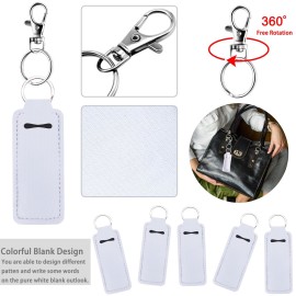 Duufin 20 Pieces Chapstick Holder Keychain Sublimation Chapstick Holder Blank Neoprene Lipstick Keychain Holder Metal Clip Cords Chapstick White Neoprene Chapstick Holder