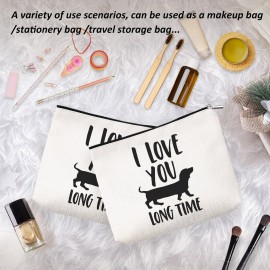 OHSUL Dachshund Makeup Bag - Cosmetic Pouch for Women Dachshund Lovers Mom, I Love You