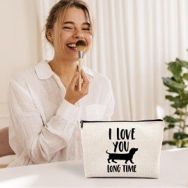 OHSUL Dachshund Makeup Bag - Cosmetic Pouch for Women Dachshund Lovers Mom, I Love You