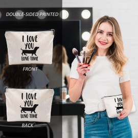 OHSUL Dachshund Makeup Bag - Cosmetic Pouch for Women Dachshund Lovers Mom, I Love You