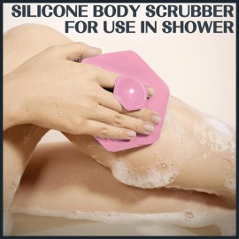 MIELIKKI Silicone Body Scrubber, Multi-Function Exfoliating Body Scrubber, Soft Shower Scrubber, Silicone Facial Cleansing Brush with Easy Grip Handle, Fits All Skin Types, Black