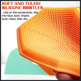 MIELIKKI Silicone Body Scrubber, Multi-Function Exfoliating Body Scrubber, Soft Shower Scrubber, Silicone Facial Cleansing Brush with Easy Grip Handle, Fits All Skin Types, Black