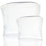 brush bubble Clear Makeup Bag, Small & Large transparent toiletry bag for travel items and beauty accessories. Includes Set of Silicone Leak-Proof Bottles.