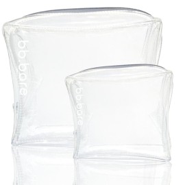 brush bubble Clear Makeup Bag, Small & Large transparent toiletry bag for travel items and beauty accessories. Includes Set of Silicone Leak-Proof Bottles.