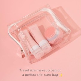 brush bubble Clear Makeup Bag, Small & Large transparent toiletry bag for travel items and beauty accessories. Includes Set of Silicone Leak-Proof Bottles. brush bubble Clear Makeup Bag, Small & Large transparent toiletry bag for travel items and beauty accessories. Includes Set of Silicone Leak-Proof Bottles.