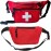 EMS XTRM Lifeguard Fanny Pack Red with Whistle Lanyard - Baywatch Style First Aid Hip Pack, Adjustable Strap, Cross Logo + Zipper Pouch, 10 Pack