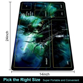 Extalas MTG Playmat TCG Playmat -Includes Storage Tube and 7 Dice-Experience Top-Tier Quality and Edge-Locking Waterproof and Non-Slip Mat! (playmat with Zones, 2-A Hero on a Horse)