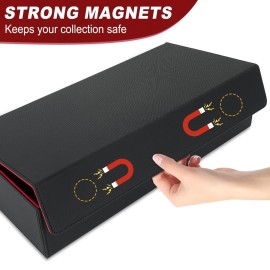 LEFORZ Card Deck Box,X-Large Premium Trading Card Storage Case with Mat and Dice Compartment,Magnetic Game Deck Display Case Compatible with MTG/TCG/Yugioh/Magic/Commander(BlackRed)