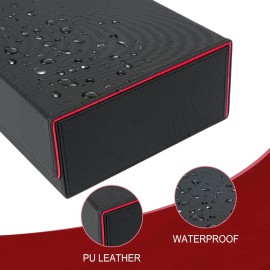 LEFORZ Card Deck Box,X-Large Premium Trading Card Storage Case with Mat and Dice Compartment,Magnetic Game Deck Display Case Compatible with MTG/TCG/Yugioh/Magic/Commander(BlackRed)