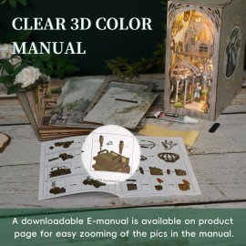 MiniCity DIY Book Nook Kit, DIY Miniature Dollhouse Booknook Kit, Wooden 3D Puzzle Bookend Bookshelf Insert Decor with LED Light for Teens and Adults (Dorothy\'s Journey)