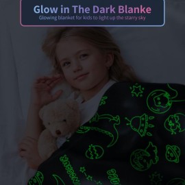 Dinosaur Blanket for Boys, Personalized Baby Blankets for Boys, Dinosaur Glow in The Dark Blanket for Kids, Toddler Blanket for Boys, Soft Fleece Blankets and Throw,Birthday 40x 50