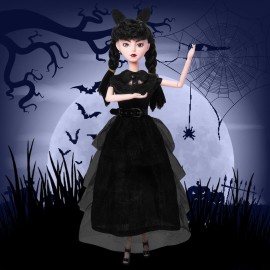 DBYWIUB 11.5 inch Girls Doll, Soft Body, Black Hair, Black Heels, Dress & Accessories