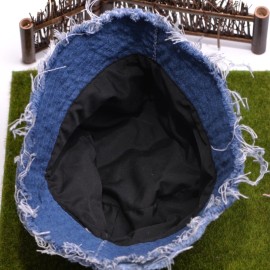 BLUEGLORY Cotton Stitching Patchwork Denim Distressed Bucket Hat, Sun Hat, Hat for Men and Women (YFLM)