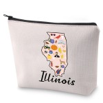 BLUPARK Illinois Map Cosmetic Bag Chicago Gift Illinois Travel Makeup Bag Gift For Future Illinoisan (Illinois)