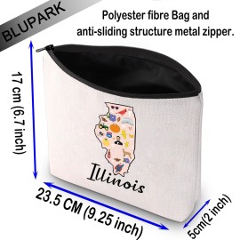 BLUPARK Illinois Map Cosmetic Bag Chicago Gift Illinois Travel Makeup Bag Gift For Future Illinoisan (Illinois) BLUPARK Illinois Map Cosmetic Bag Chicago Gift Illinois Travel Makeup Bag Gift For Future Illinoisan (Illinois)