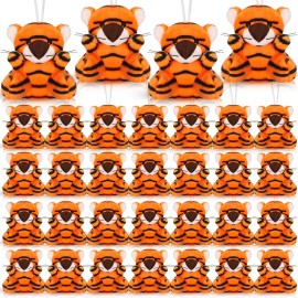 Shappy 50 Pcs Mini Animal Plush Toys Small Stuffed Animals Bulk Cute Tiny Plushies Keychains for Gift Party Carnival Prize (Tiger)
