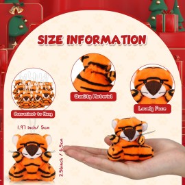 Shappy 50 Pcs Mini Animal Plush Toys Small Stuffed Animals Bulk Cute Tiny Plushies Keychains for Gift Party Carnival Prize (Tiger)