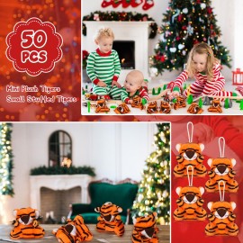 Shappy 50 Pcs Mini Animal Plush Toys Small Stuffed Animals Bulk Cute Tiny Plushies Keychains for Gift Party Carnival Prize (Tiger)