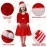 Panitay 4 Pcs Girls Christmas Costume Red Santa Claus Outfit Hat Jacket Dress Tights for Little Girls Kids Holiday Cosplay (Small)