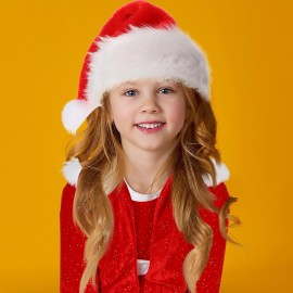Panitay 4 Pcs Girls Christmas Costume Red Santa Claus Outfit Hat Jacket Dress Tights for Little Girls Kids Holiday Cosplay (Small)