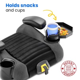 Kids Travel Tray - Large Base - Car Seat and Car Cup Holder Tray - Tray for Snacks, Entertainment, Toys - Includes Cup Holder - Fits Most Car Seats