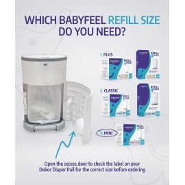 Babyfeel Refills Compatible with DEKOR MINI Diaper Pails | 4 Pack | Exclusive 20% Extra Thickness | Diaper Pail Refills with Powerful Odor Elimination | Powder Scent | Holds up to 1320 Diapers
