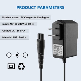 FNKTQL 12V for Remington Shaver Charger PA-1204N, Replacement for Remington Shaver F5-5800 F5800 F7800 F5790 F4790 FR750 MS-280 MS-290 MS3-2000 Electric Razor Trimmer Charger Cord FNKTQL 12V for Remington Shaver Charger PA-1204N, Replacement for Remington Shaver F5-5800 F5800 F7800 F5790 F4790 FR750 MS-280 MS-290 MS3-2000 Electric Razor Trimmer Charger Cord