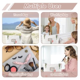 URSKYTOUS Tulip Makeup Bag Travel Cute Floral Cosmetic Bags for Women Large Embroidery Makeup Pouch Zipper Cosmetic Pouch for Purse Aesthetic Make up Organizer Bag Portable Toiletry Bag