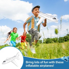 Syhood 3 Pcs 40 Inch White Large Inflatable Airplane Balloon Aviation Themed for Outdoor Birthday Party Gifts Swimming Pool Decorations Toys (40 Inch)