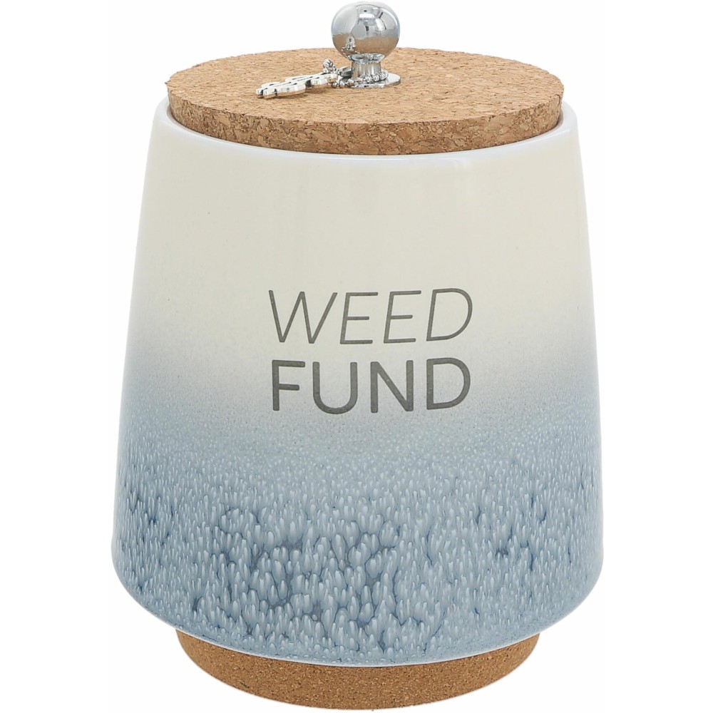 Pavilion Gift Company - Weed Fund 6.5-inch Unique Ceramic Piggy Bank Savings Bank Money Jar with Cork Base and Cork Lid, Ombre Blue