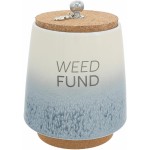Pavilion Gift Company - Weed Fund 6.5-inch Unique Ceramic Piggy Bank Savings Bank Money Jar with Cork Base and Cork Lid, Ombre Blue