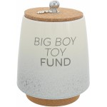 Pavilion Gift Company - Big Boy Toy Fund 6.5-inch Unique Ceramic Piggy Bank Savings Bank Money Jar with Cork Base and Cork Lid, Ombre Gray