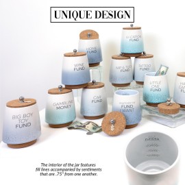 Pavilion Gift Company - Big Boy Toy Fund 6.5-inch Unique Ceramic Piggy Bank Savings Bank Money Jar with Cork Base and Cork Lid, Ombre Gray