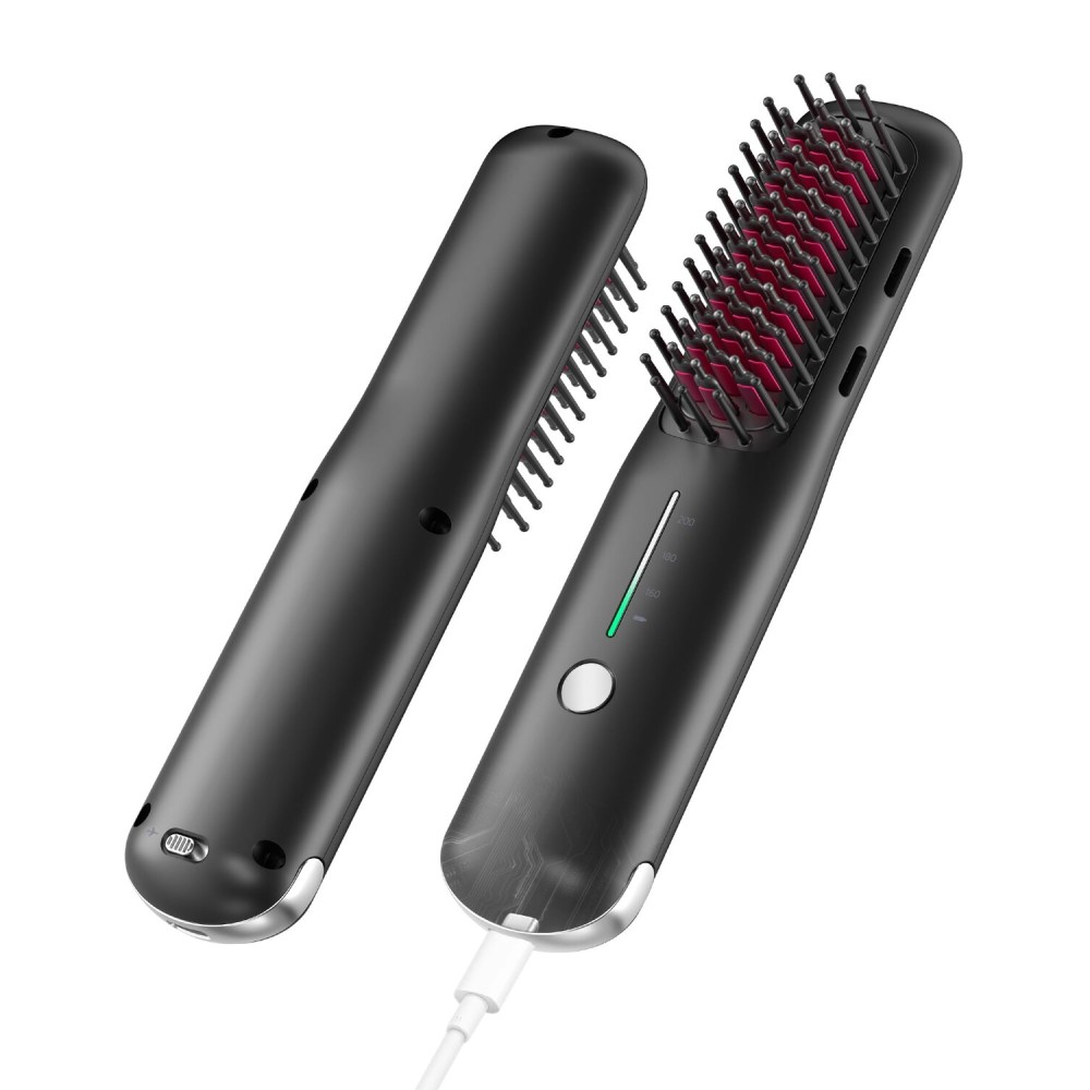 NOVUS Porta Mini Hair Straightening Brush for Travel- Cordless & USB Rechargeable,Ionic Hot Comb for Frizz-Free Shine,Lightweight & Anti-Scald & Quick Styling
