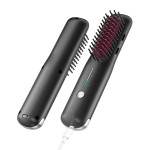 NOVUS Porta Mini Hair Straightening Brush for Travel- Cordless & USB Rechargeable,Ionic Hot Comb for Frizz-Free Shine,Lightweight & Anti-Scald & Quick Styling