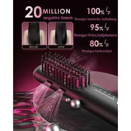 NOVUS Porta Mini Hair Straightening Brush for Travel- Cordless & USB Rechargeable,Ionic Hot Comb for Frizz-Free Shine,Lightweight & Anti-Scald & Quick Styling