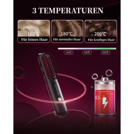 NOVUS Porta Mini Hair Straightening Brush for Travel- Cordless & USB Rechargeable,Ionic Hot Comb for Frizz-Free Shine,Lightweight & Anti-Scald & Quick Styling