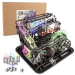 OWNONE 1 3D Wooden Puzzle Marble Run with LED Lights, Wooden Model Building Kits for Adults, Wood Mechanical Puzzle Building Set, Office Desk Decor Gift for Men Adults (312 PCS)