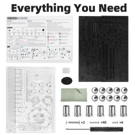 OWNONE 1 3D Wooden Puzzle Marble Run with LED Lights, Wooden Model Building Kits for Adults, Wood Mechanical Puzzle Building Set, Office Desk Decor Gift for Men Adults (312 PCS)