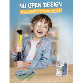 Kypeeka Clear Acrylic Piggy Bank for Kids, Small Clear Money Saving Jar Must Break to Open, Unopenable Piggy Bank for Cash Coins (6 H  3.5 Diameter)