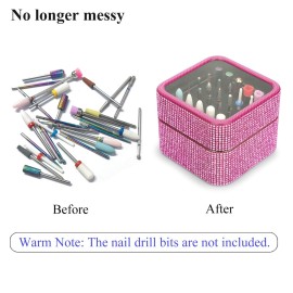 Cellentool Nail Drill Bits Holder Rhinestone Case Box- 25 Holes Dustproof Portable Storage Box Efile Nail Bits Displayer Organizer Container for Manicure Tools
