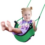 ROPECUBE Children Outdoor Swing Seat With Adjustable Ropes - Kids Safety Playground Replacement, Belt Swing for Indoor Outdoor Backyard Play (Green)