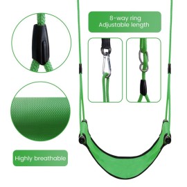 ROPECUBE Children Outdoor Swing Seat With Adjustable Ropes - Kids Safety Playground Replacement, Belt Swing for Indoor Outdoor Backyard Play (Green)