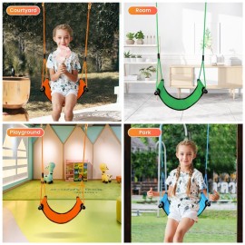 ROPECUBE Children Outdoor Swing Seat With Adjustable Ropes - Kids Safety Playground Replacement, Belt Swing for Indoor Outdoor Backyard Play (Green)